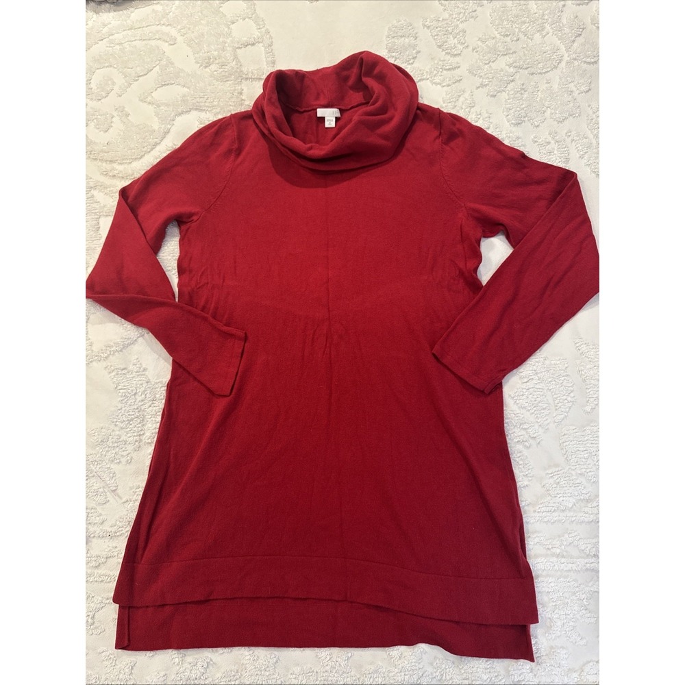 J. Jill Pure Jill Red Pullover Tunic Dress Cowl Neck Long Sleeve Med Tall 1715